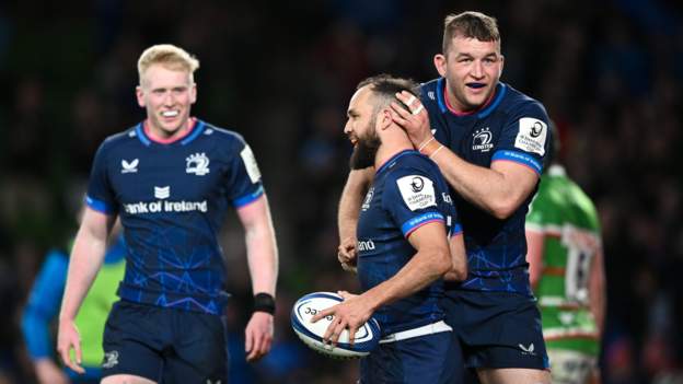 Investec Champions Cup: Leinster 36-22 Leicester – Jamison Gibson-Park scores first-half hat-trick for hosts