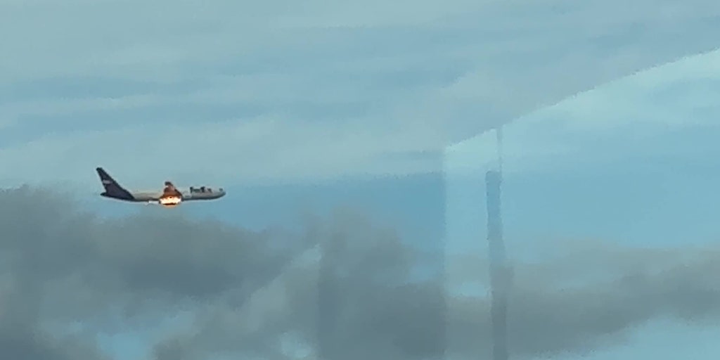 Watch: FedEx jet engine burst into flames after bird strike over Newark