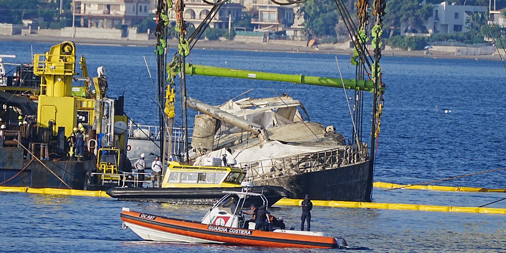 Sunken British superyacht lifted from seafloor