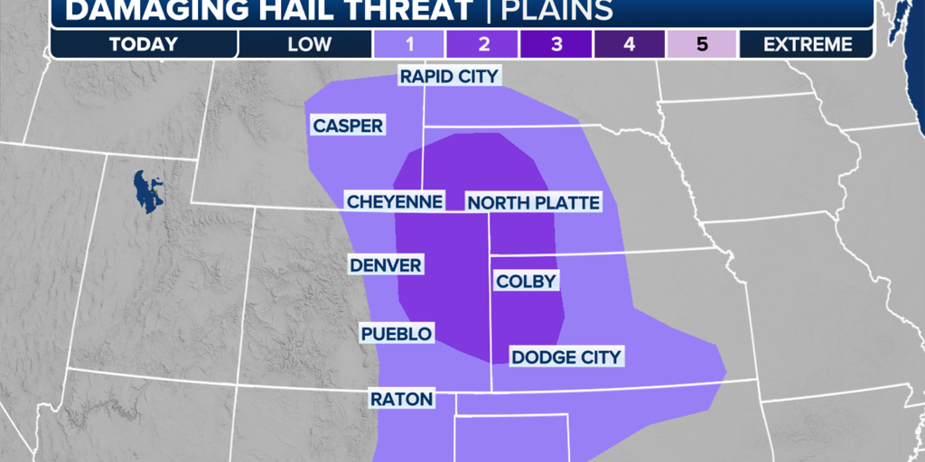 Severe weather RISK for parts of the Great Plains as some areas can see damaging hail and winds
