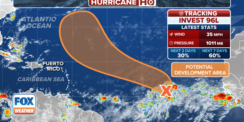Tropical disturbance dubbed Invest 96L as it simmers in Central Atlantic