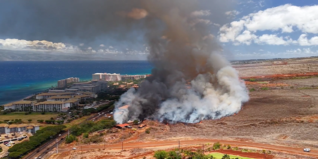 See it: Drone video shows birds-eye view of Hawaii wildfire that shut down Maui highway