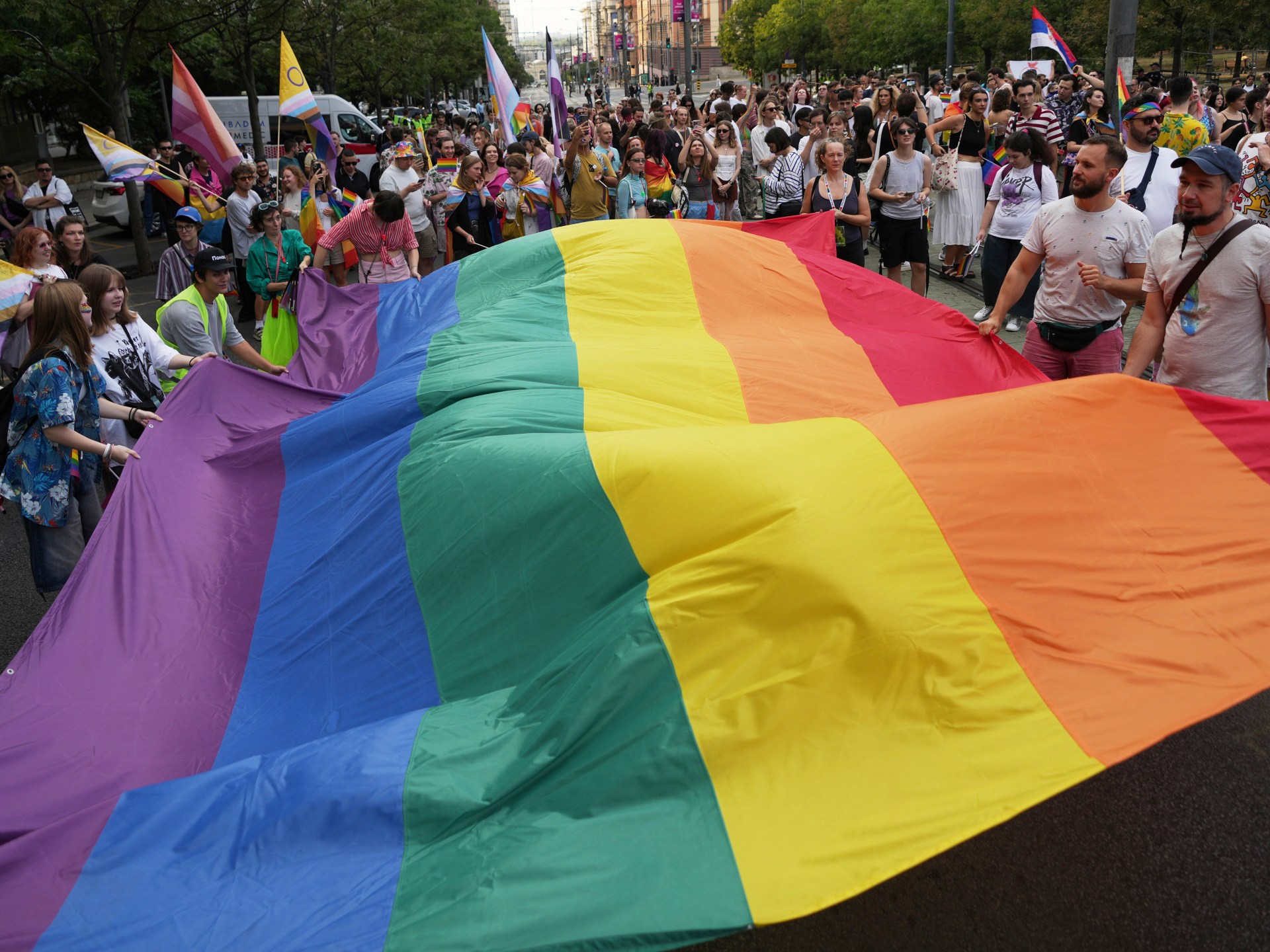 Pride march in Serbia condemns police violence at antigovernment rallies | Protests News